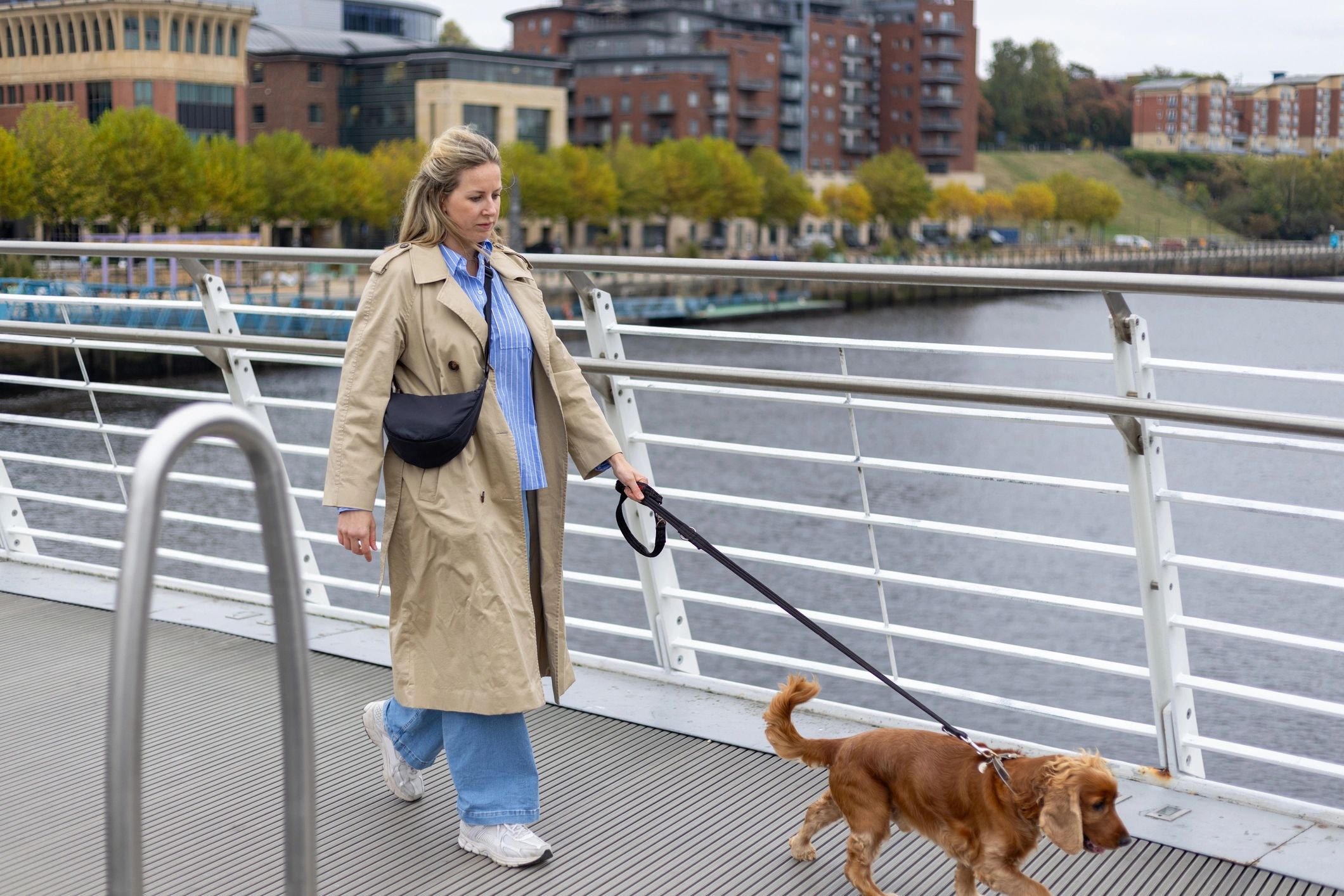 Walking Across River with Dog